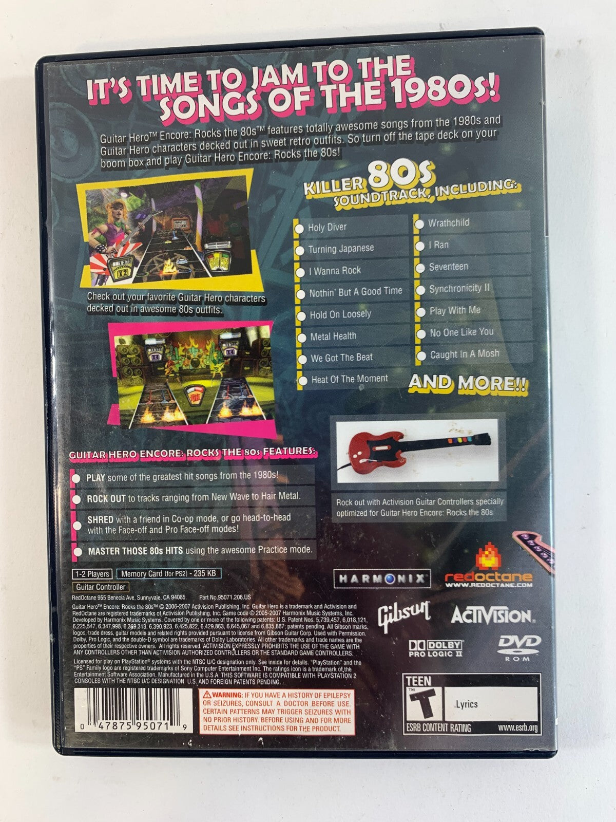 Guitar Hero Encore Rocks the 80s (PlayStation 2, 2007) Case Game Manual Poster