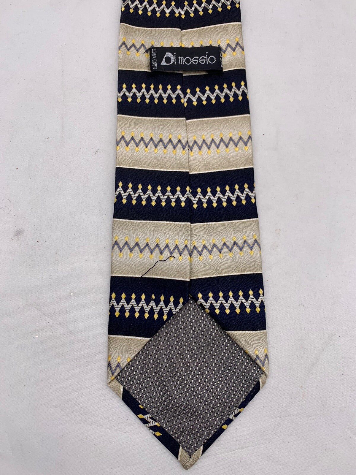 DiMoggio Navy Blue Silver Gold 62” Men’s Geometric Tie