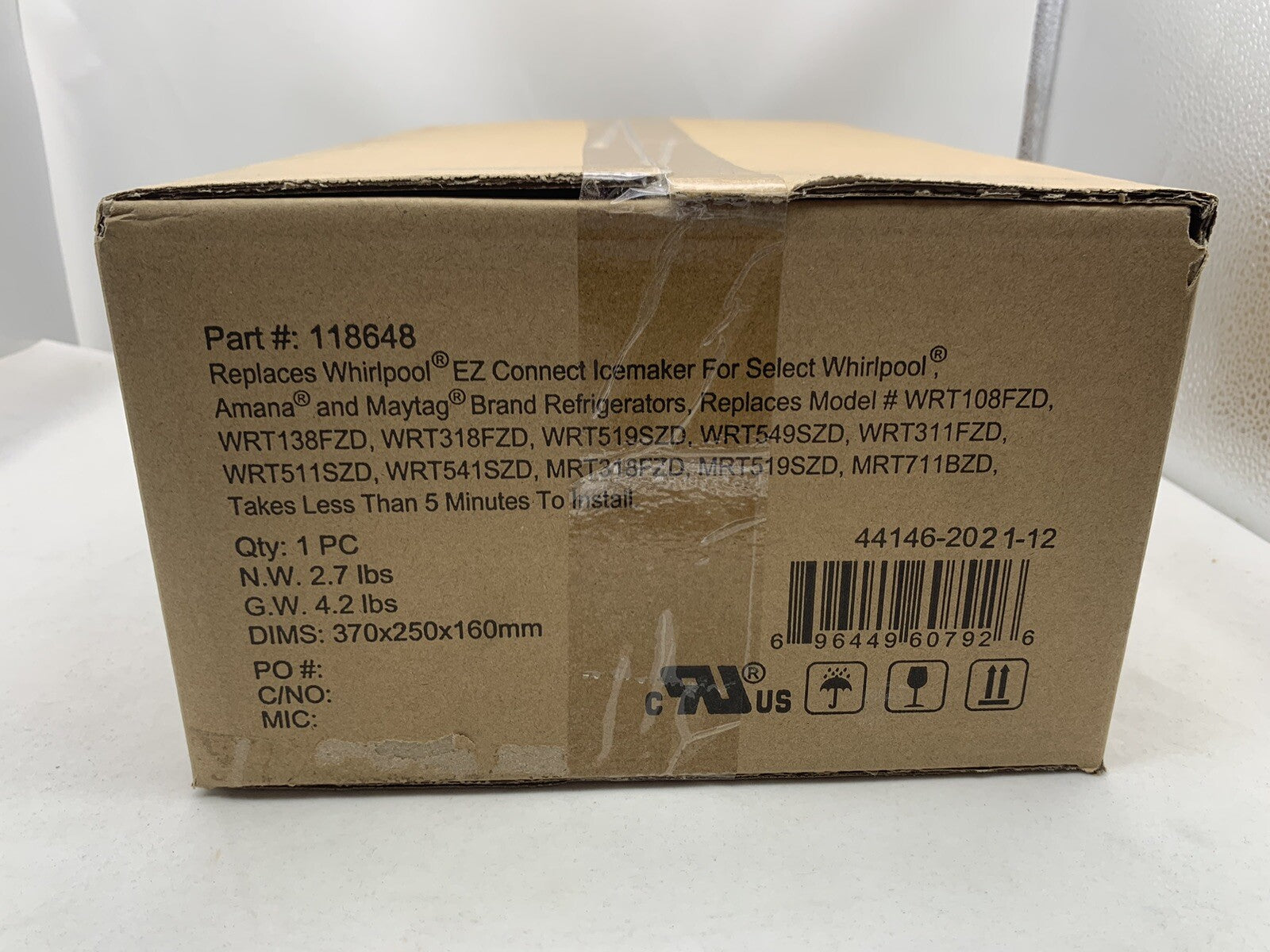 Replacement Ice Maker Kit Replaces Whirlpool EZ Connect Ice Maker Part#: 118648