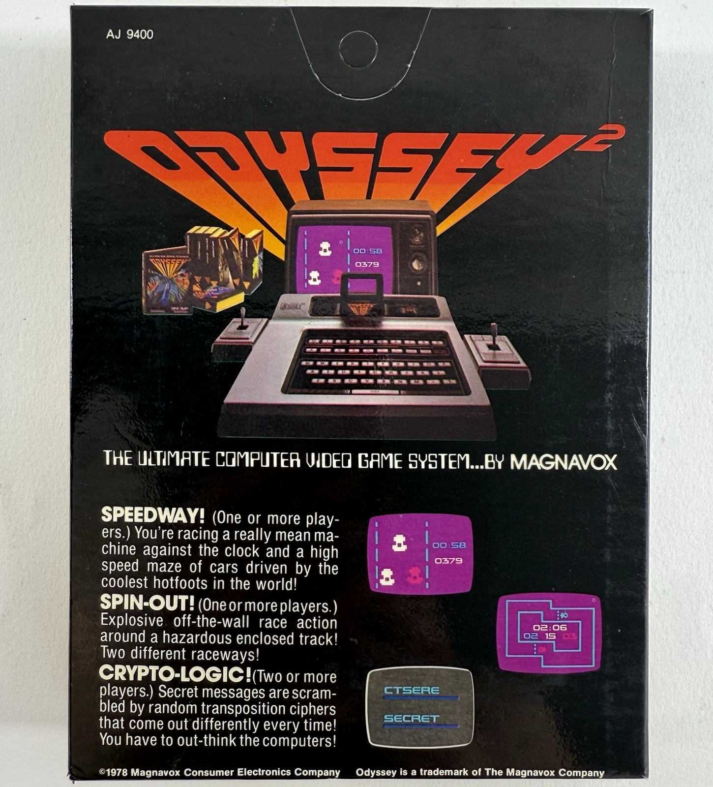 Speedway! Spin-out! Crypto-logic! (Magnavox Odyssey 2, 1978) Game Box Manual