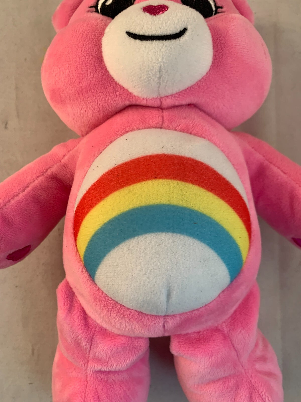 CARE BEAR CHEER BEAR, 10" PINK PLUSH, RAINBOW BELLY BADGE