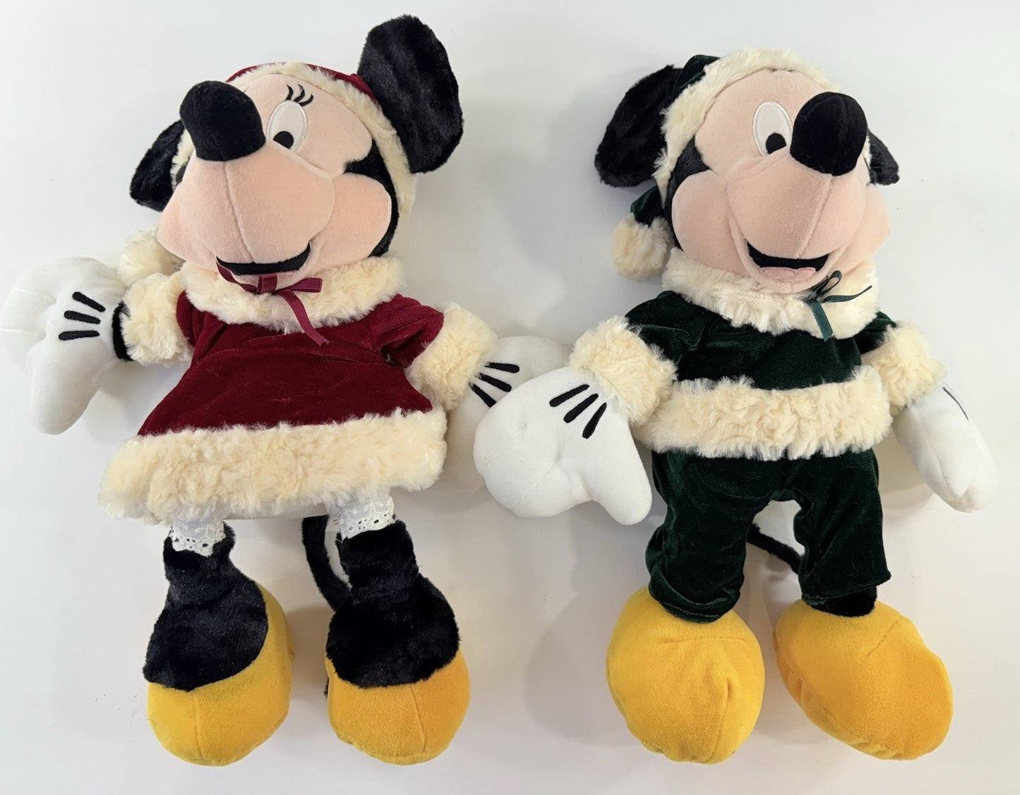Disney Store Mickey Traditions Christmas 12" Mickey and Minnie Velvet Plush Set