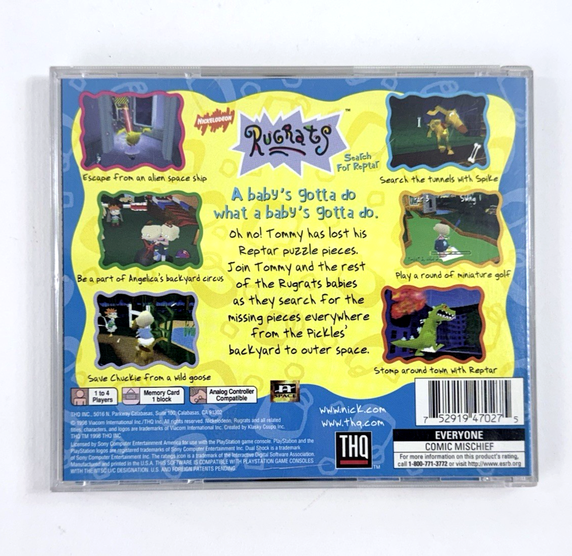 Rugrats: Search for Reptar (PlayStation 1, 1998) Game Case Manual Registration