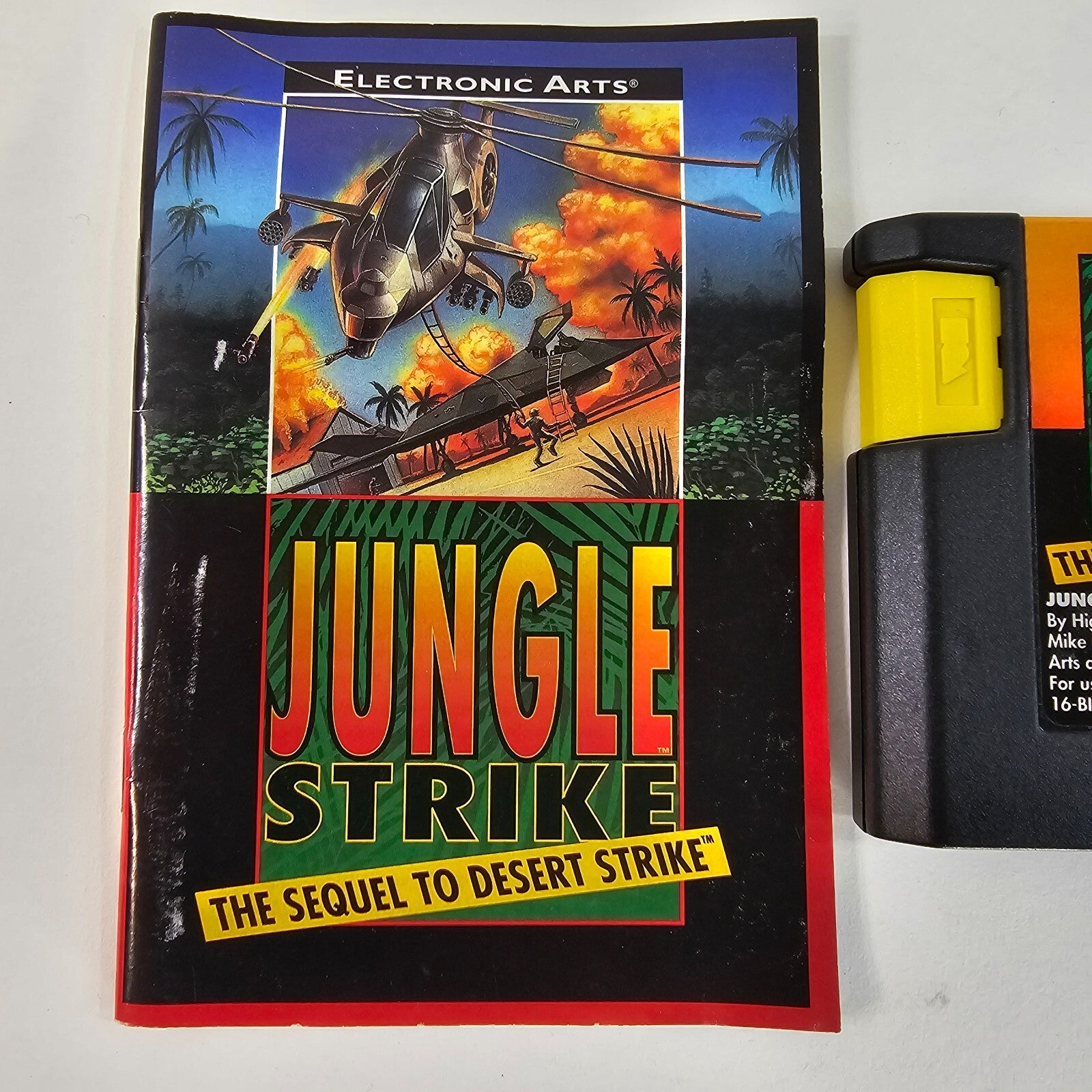 Jungle Strike: The Sequel to Desert Strike (Sega Genesis, 1993) Game and Manual