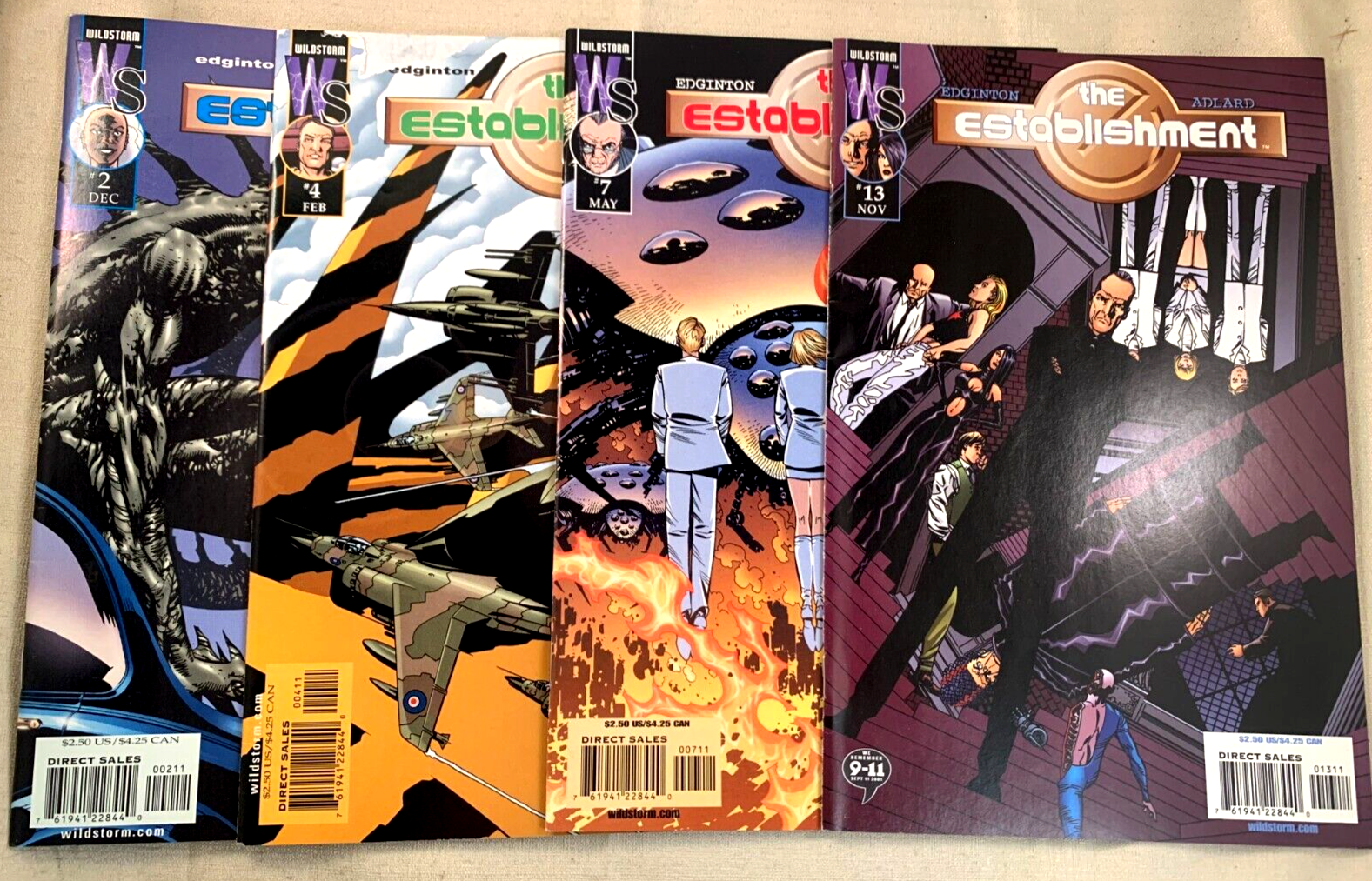The Establishment #2, 4, 7, 13 2002 Wildstorm Comic bundle - Charlie Adlard
