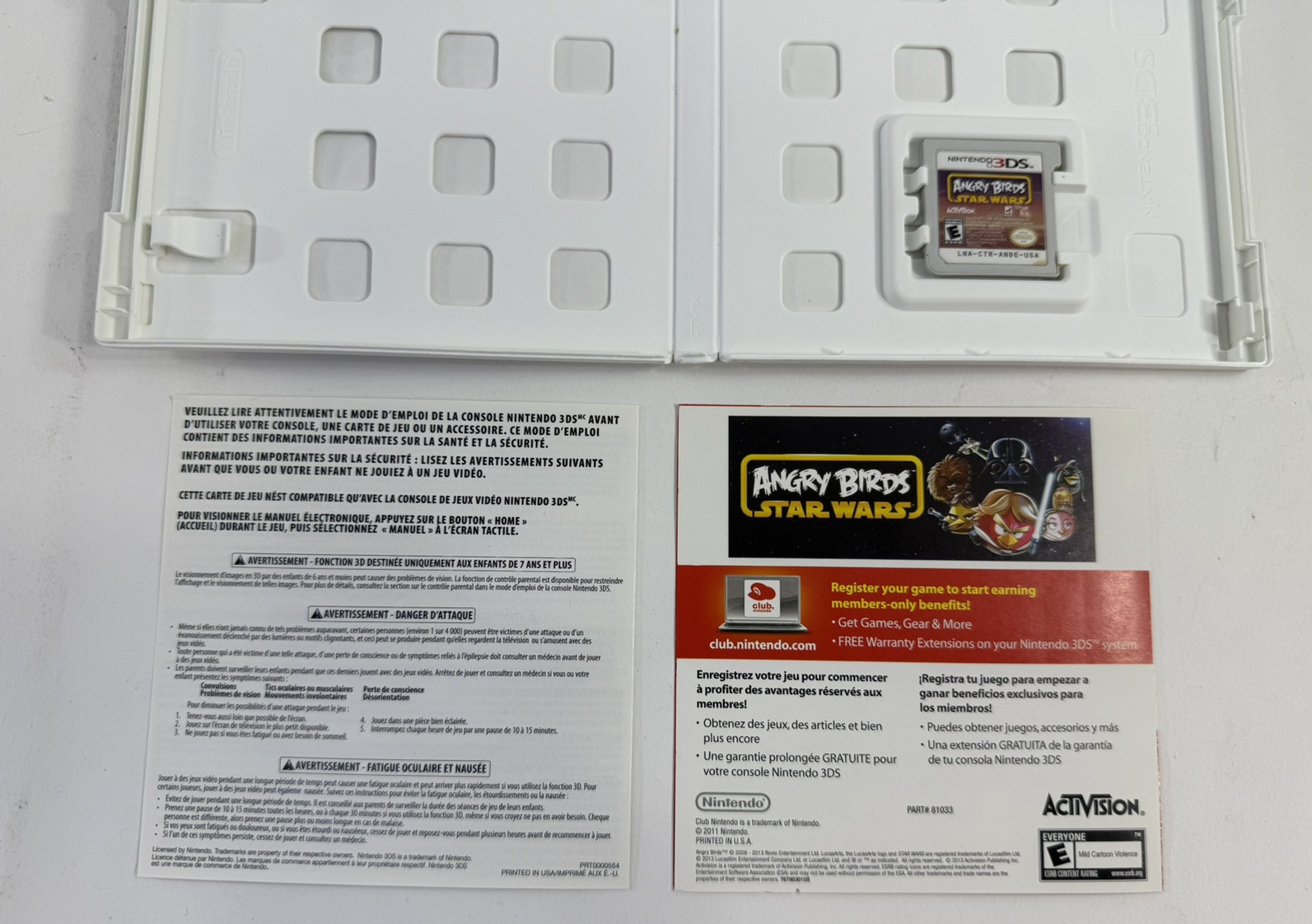 Angry Birds: Star Wars (Nintendo 3DS, 2013) Game Case Manual Insert - Tested