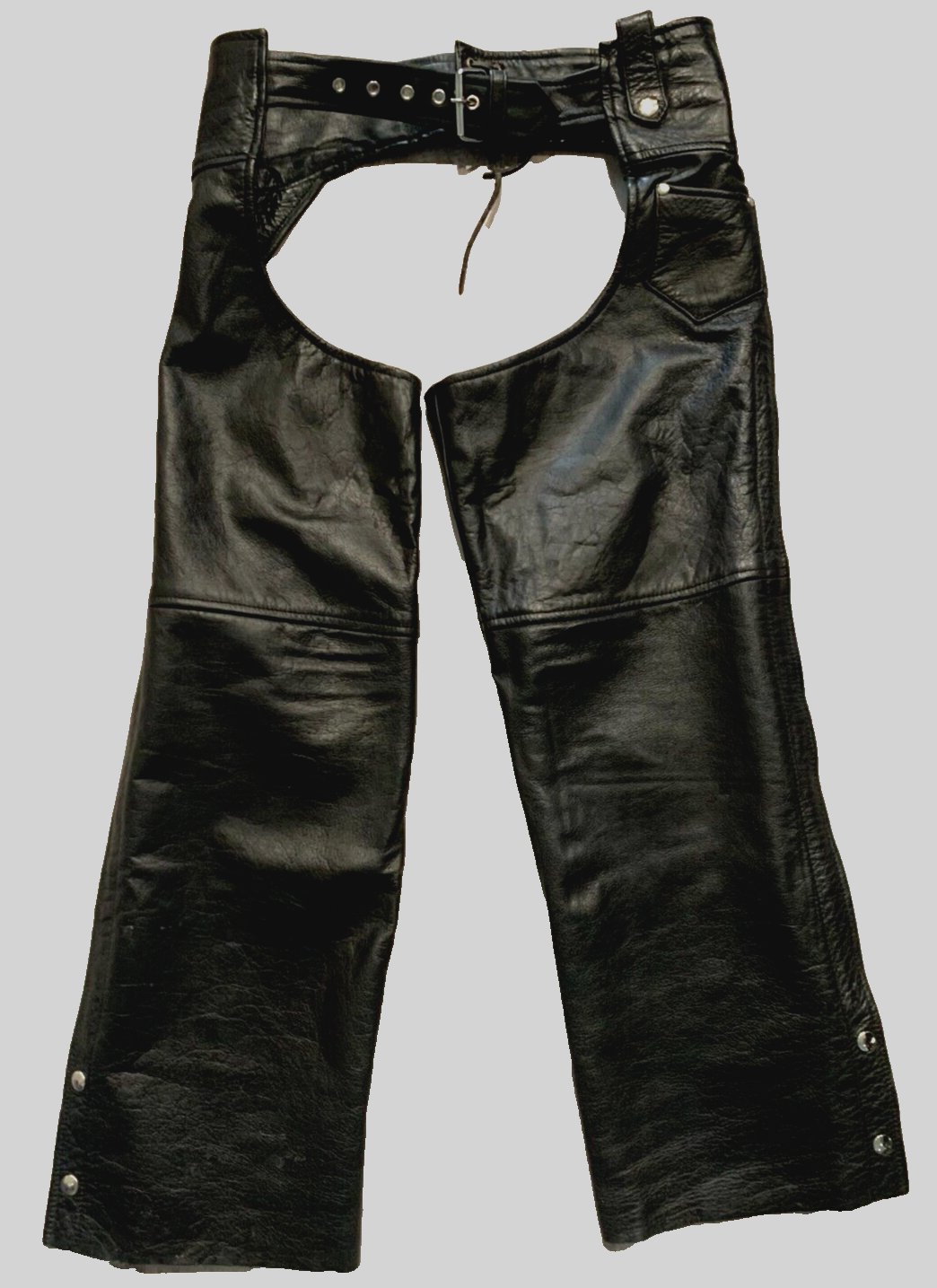 Biker’s Club Leather Chaps Motorcycle Riding Pants Black Biker Unisex XS