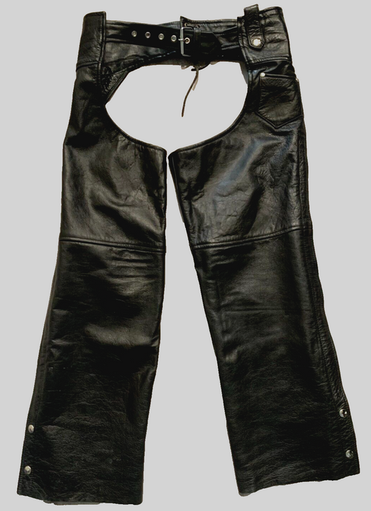 Biker’s Club Leather Chaps Motorcycle Riding Pants Black Biker Unisex XS