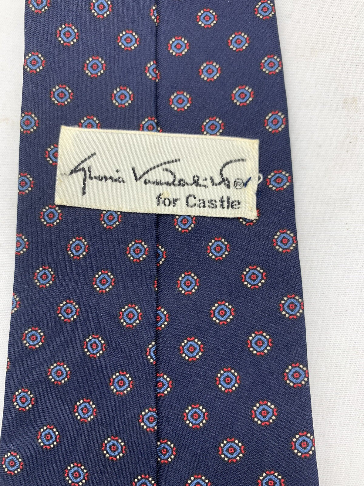 Gloria Vanderbilt for Castle Blue and Red Geometric 62" Tie
