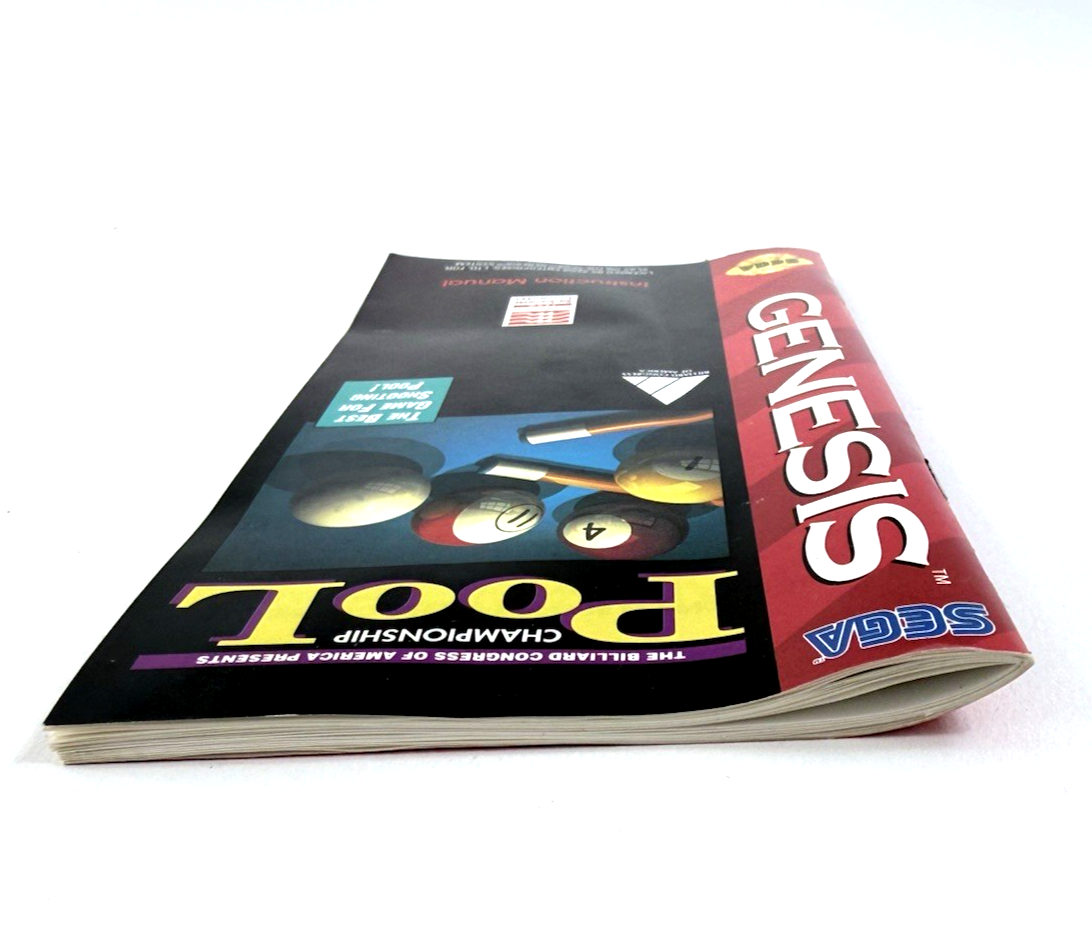 Championship Pool (Sega Genesis, 1993) Game Case Manual - Tested and Working