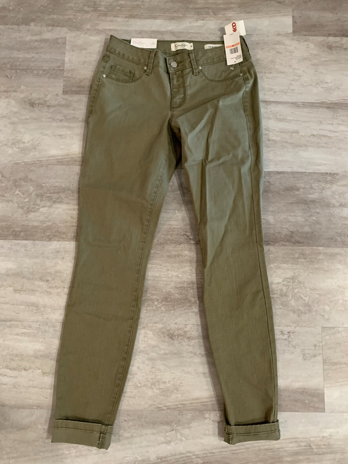 Jessica Simpson Womens Size 26 Kiss Me Super Skinny Jeans Olive NEW