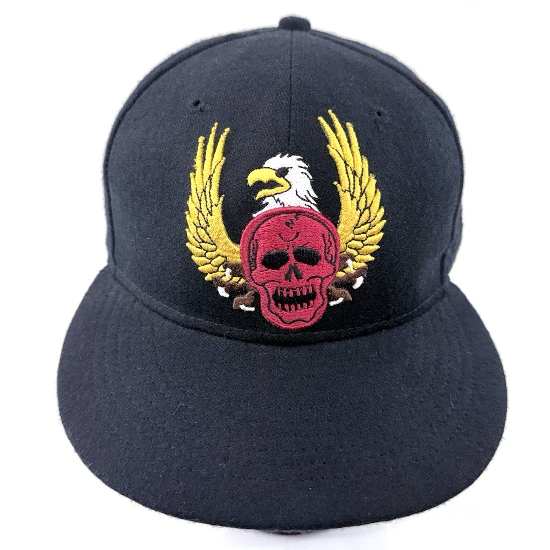Blac Label Premium Skull Eagle 7 3/8 Black Embroidered Streetwear Fitted Cap