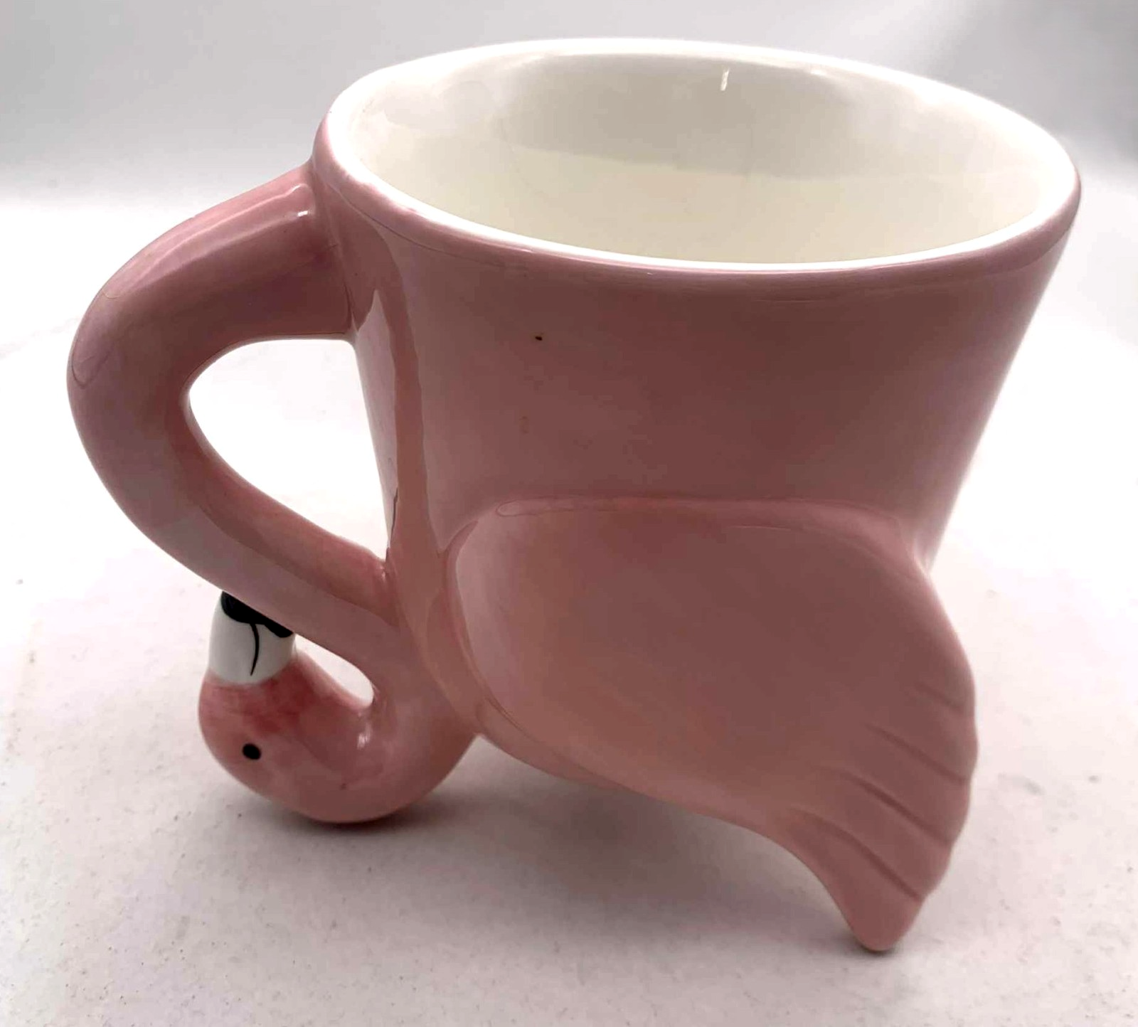 Handmade Pink Flamingo Ceramic Coffee Mug - Retro Mid-Century Style - Unmarked