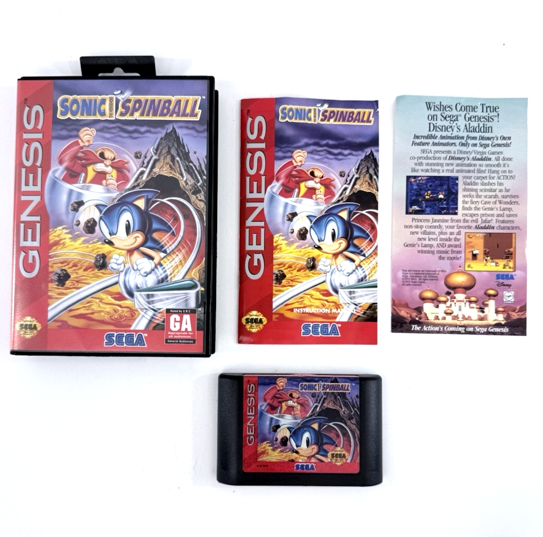 Sonic Spinball (Sega Genesis, 1993) Game Case Manual Insert - Tested and Working