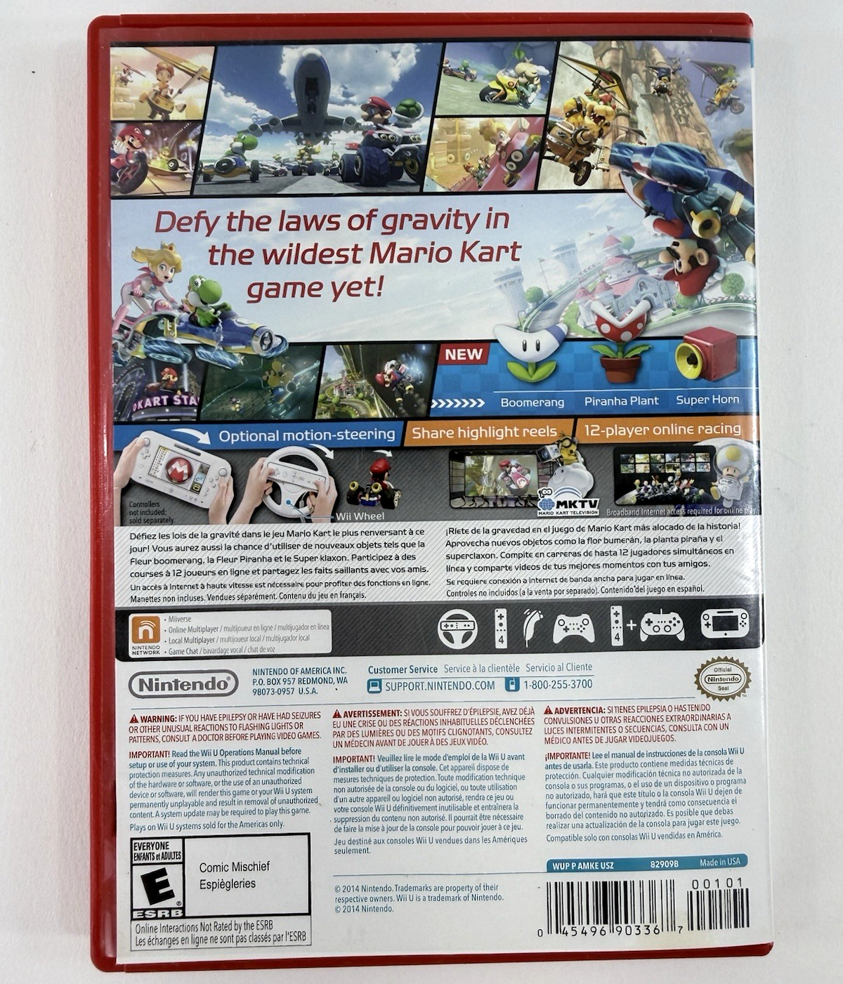 Mario Kart 8 (Nintendo Wii U, 2014) Game Case Manual Insert - Tested and Working