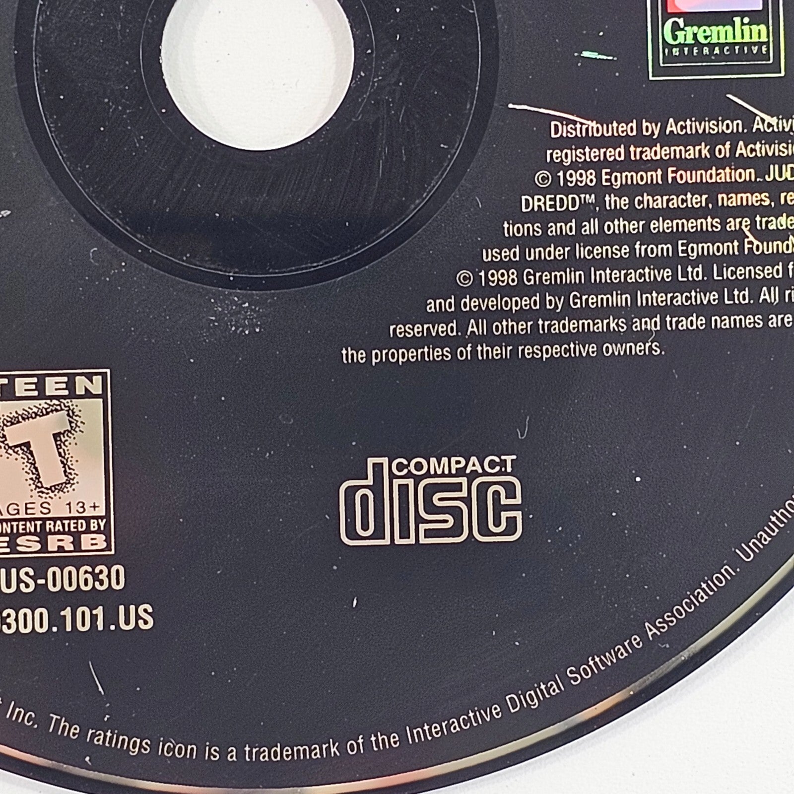 Judge Dredd (Sony PlayStation 1, 1998) Game Disc - Tested and Working