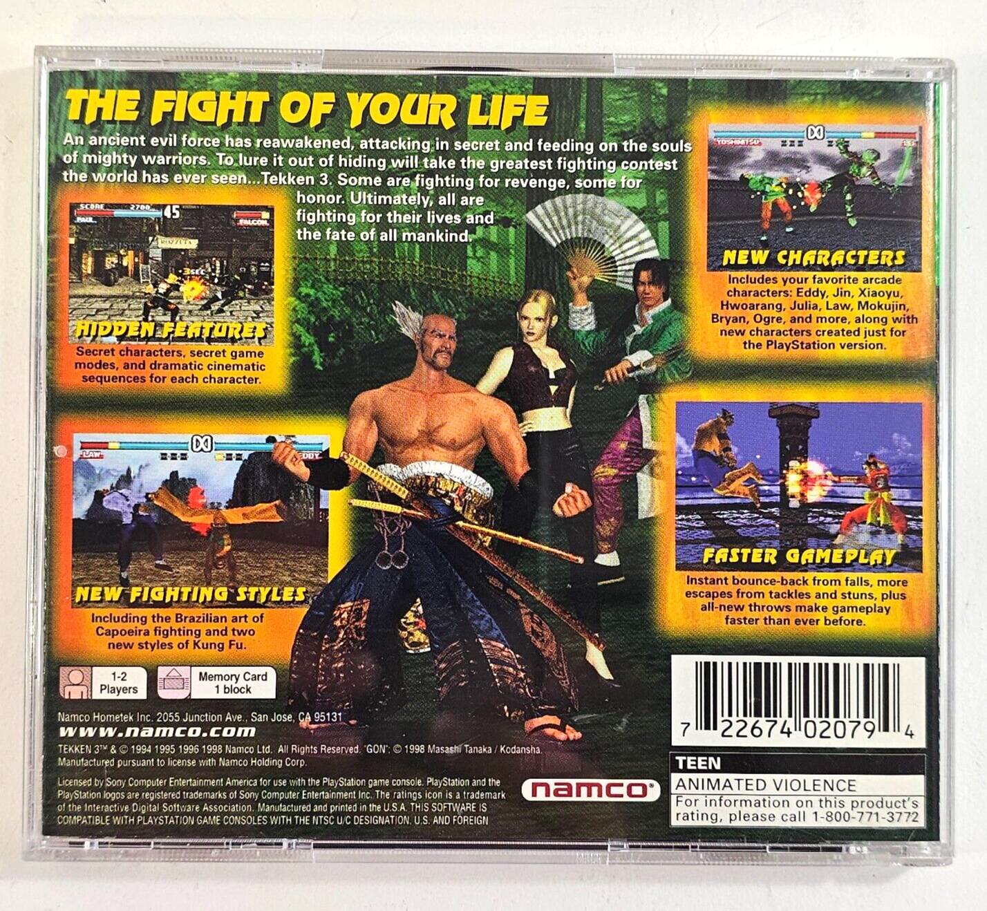 Tekken 3 (Sony PlayStation 1, 1998) Game Case Manual Registration - Tested