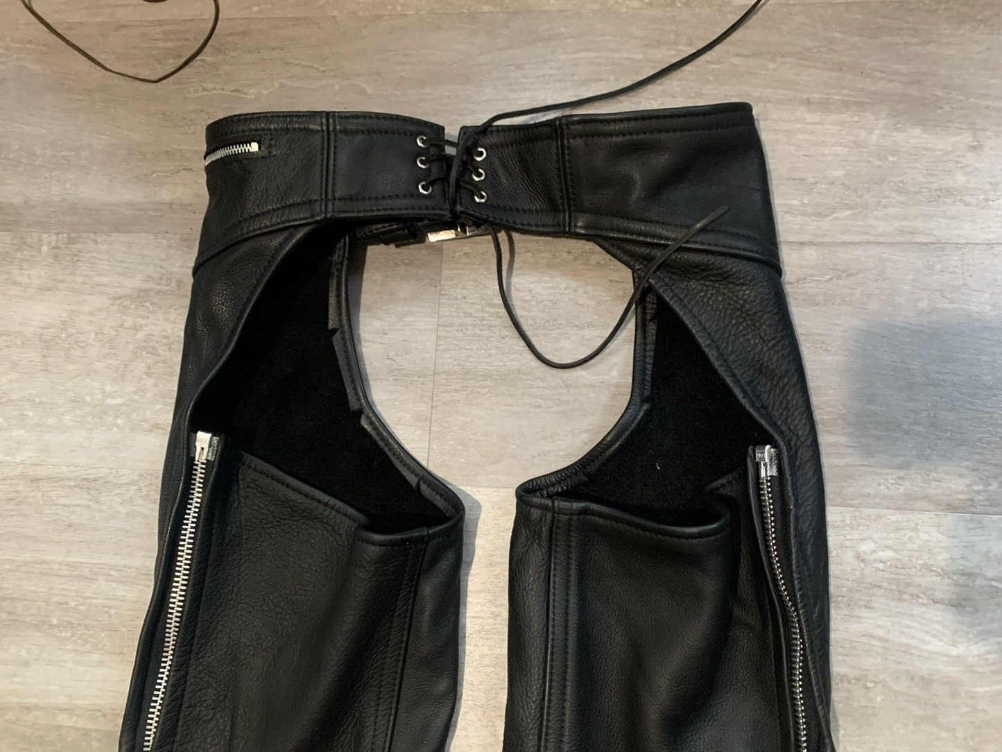 Genuine Leather Size Small Motorcycle Chaps - Made in USA - Unbranded
