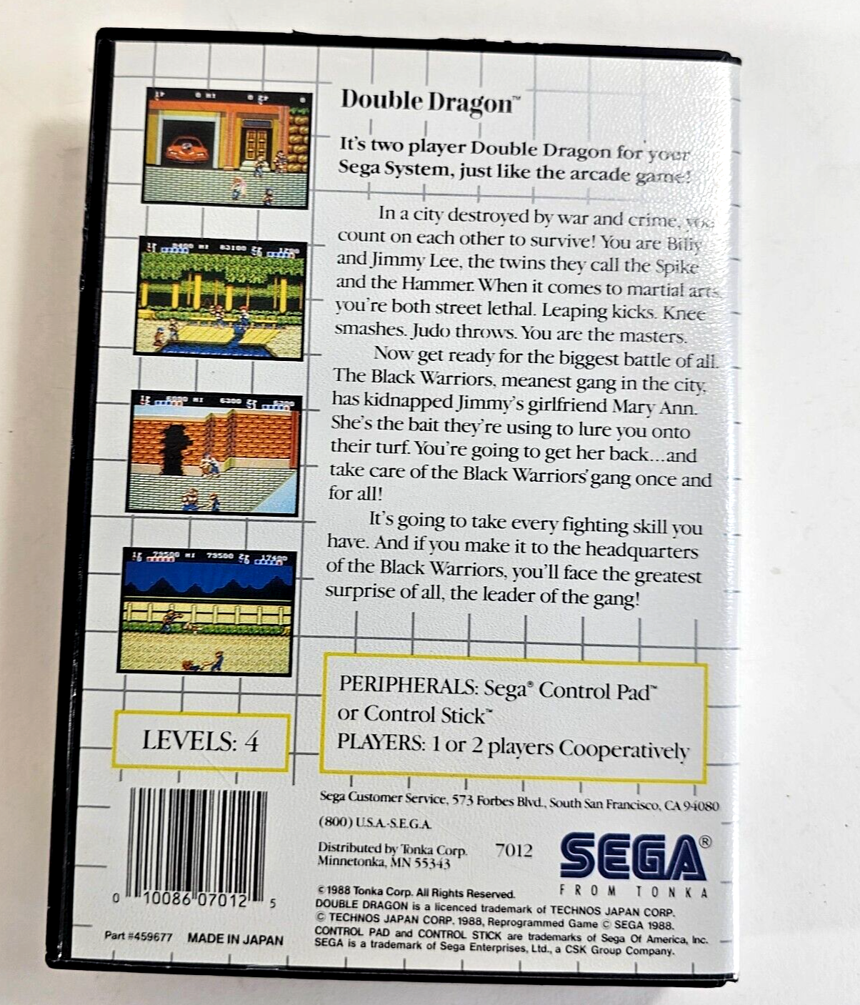 Double Dragon (Sega Master System, 1988) Game Case Manual - Tested and Working