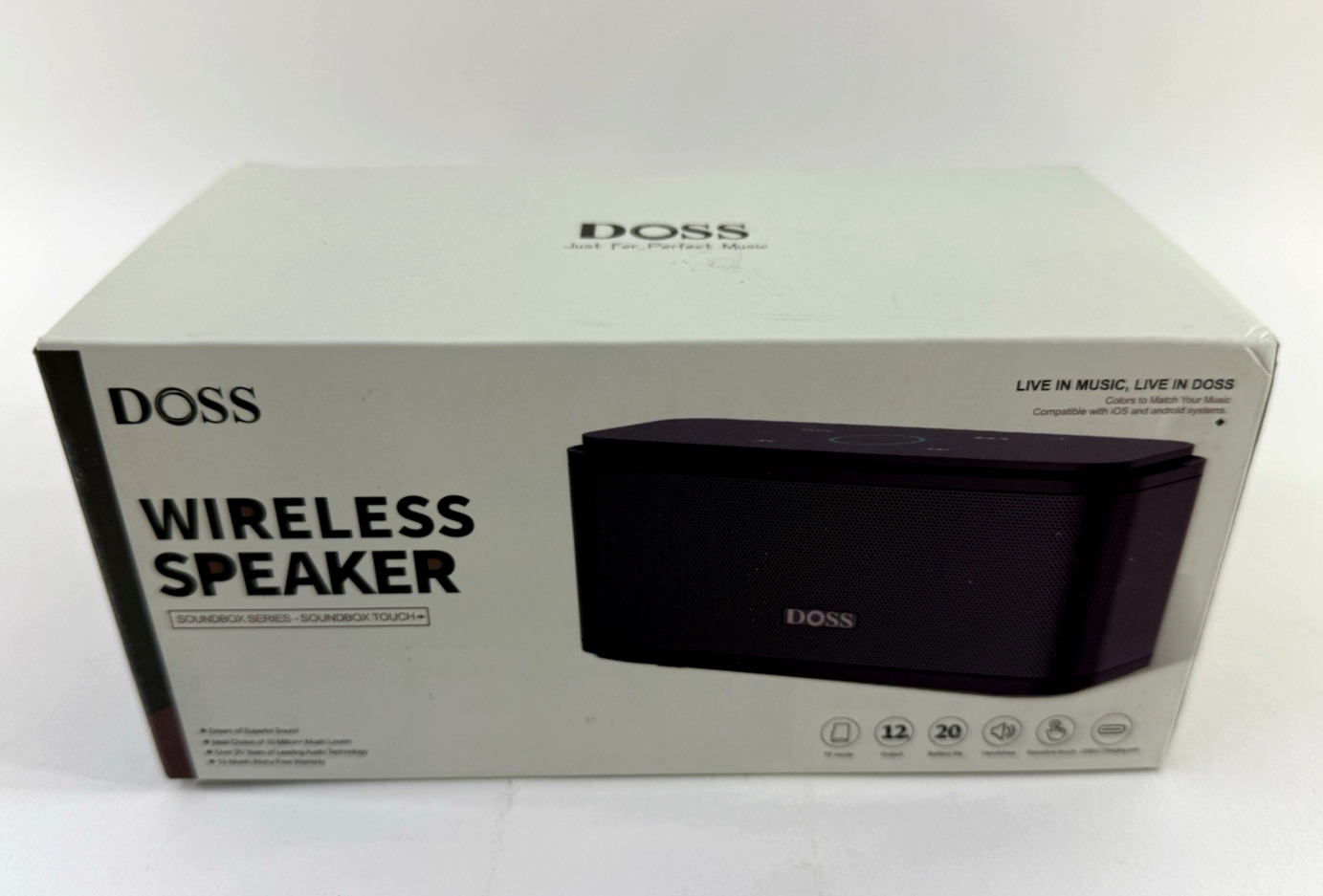 DOSS SoundBox Wireless Portable Bluetooth V5.0 Black Speaker - New, Open Box