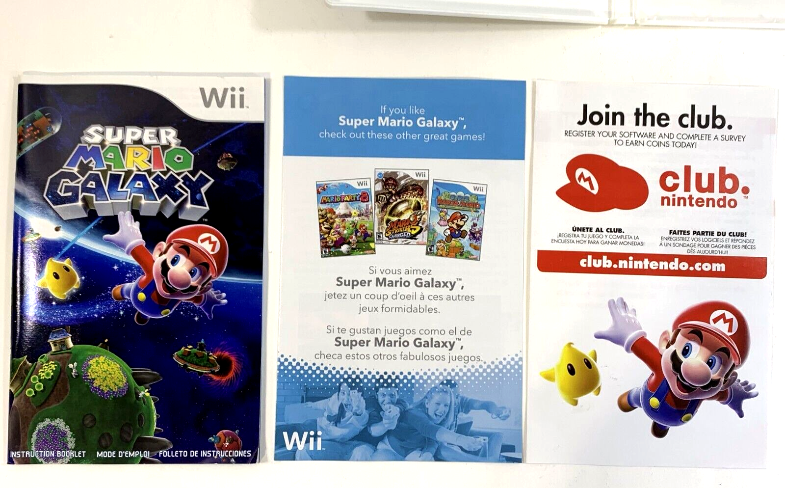 Super Mario Galaxy (Nintendo Wii, 2007) Game Case Manual Inserts - Tested