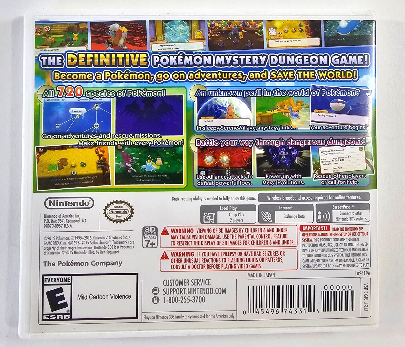 Pokémon Super Mystery Dungeon (Nintendo 3DS, 2015) Case & Manual - No Game