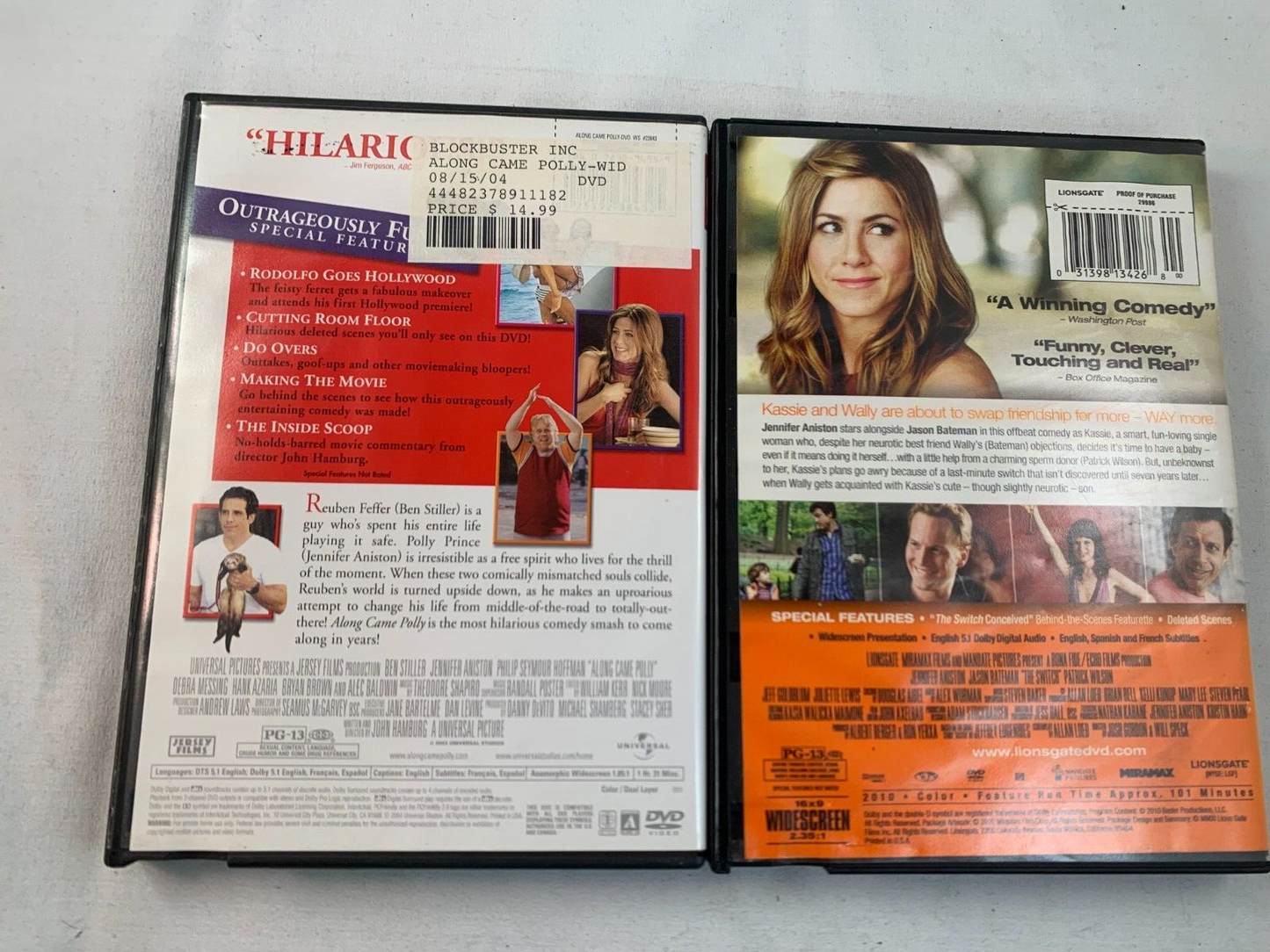 The Switch/Along Came Polly (DVD bundle) Jennifer Aniston movies