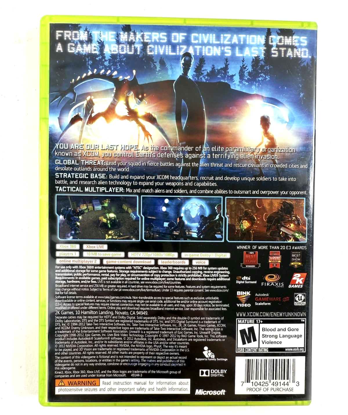 X-Com: Enemy Unknown (Microsoft Xbox 360, 2012) Game Case Manual Insert - Tested