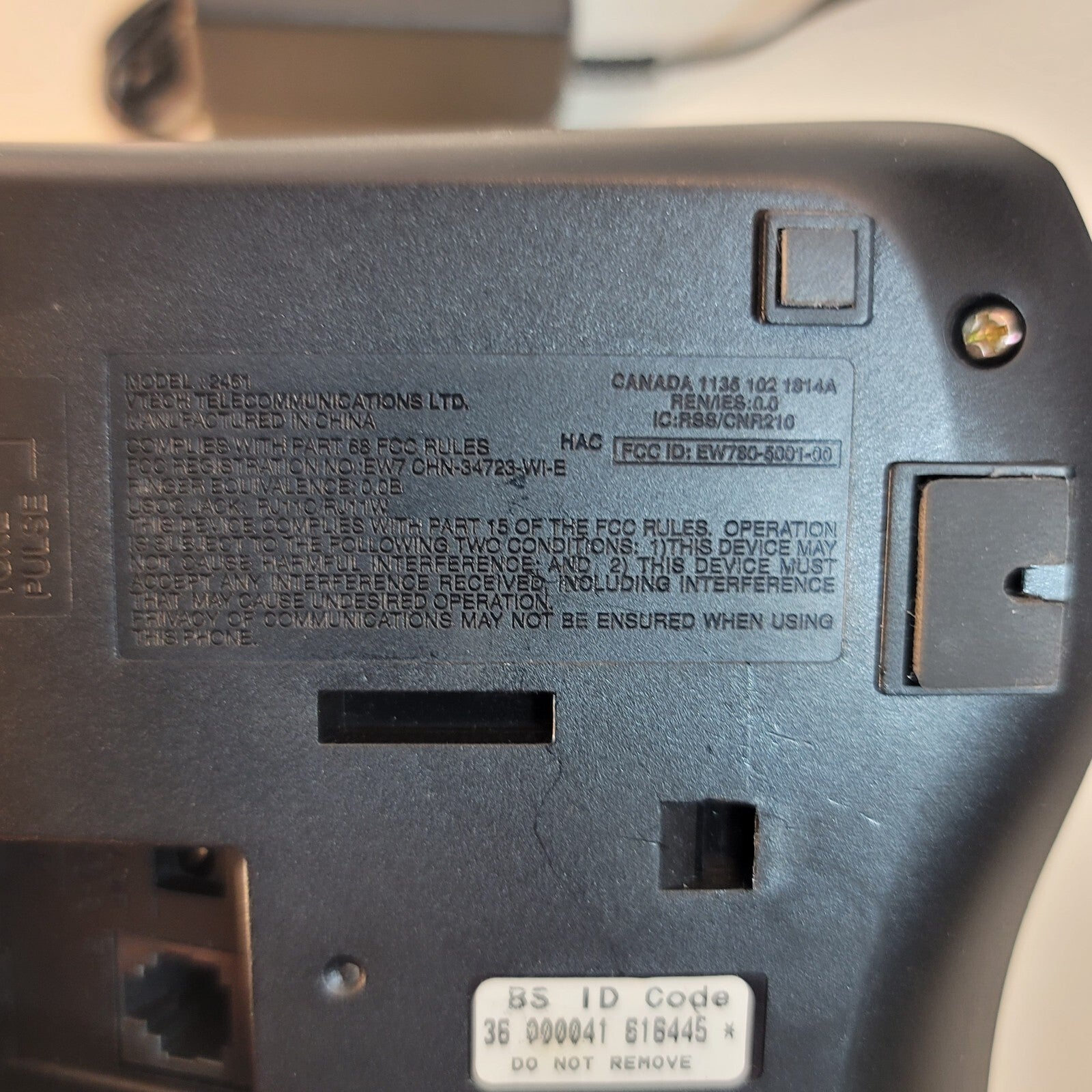 VTech 2.4V GIGA PHONE Cordless Phone Charging Base Model 2461 and Power Supply