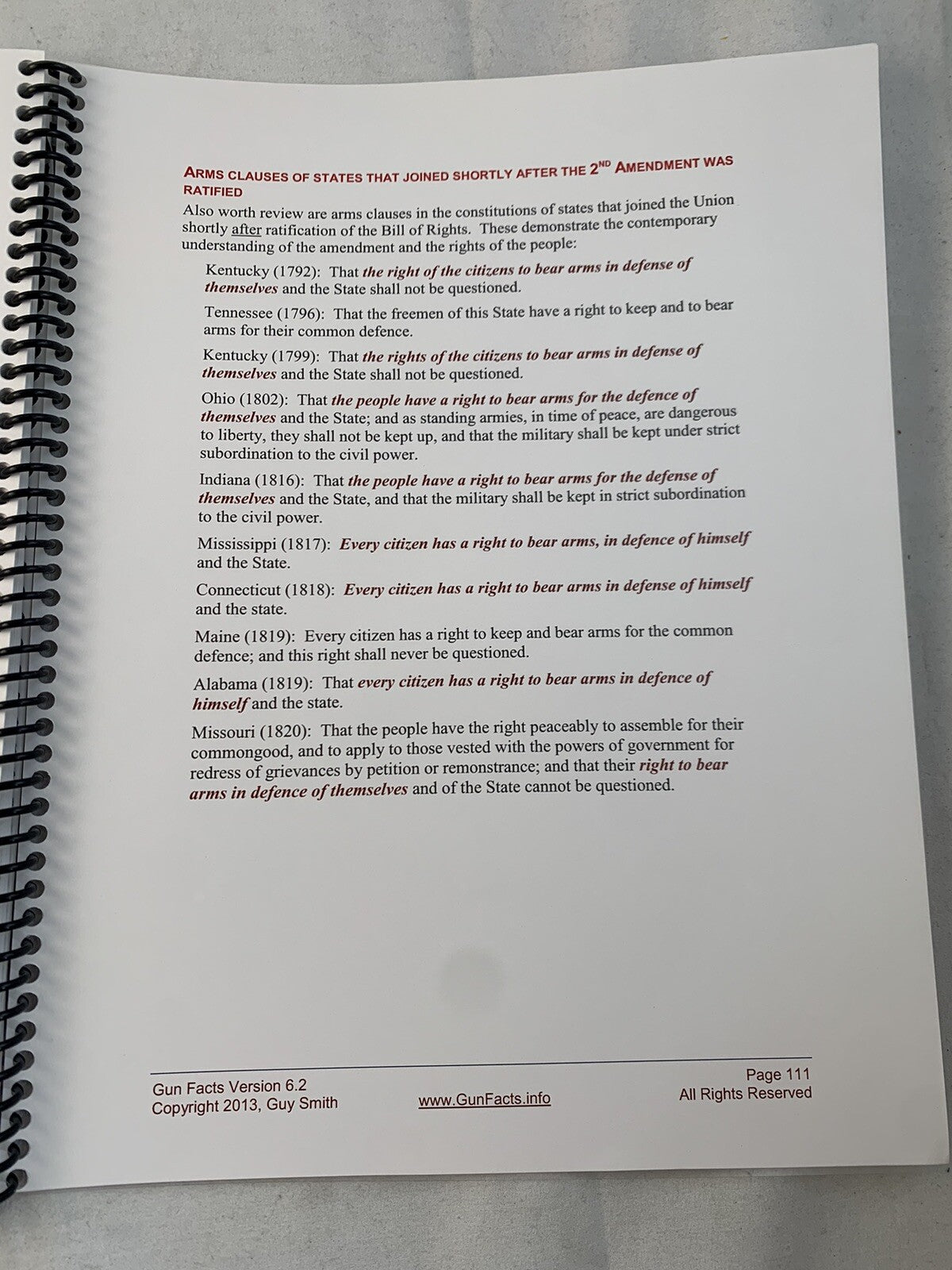 GUN FACTS By Guy Smith Version 6.2 2013