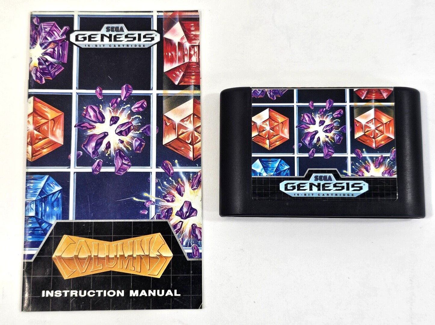 Columns (Sega Genesis, 1990) Game and Manual - Tested and Working