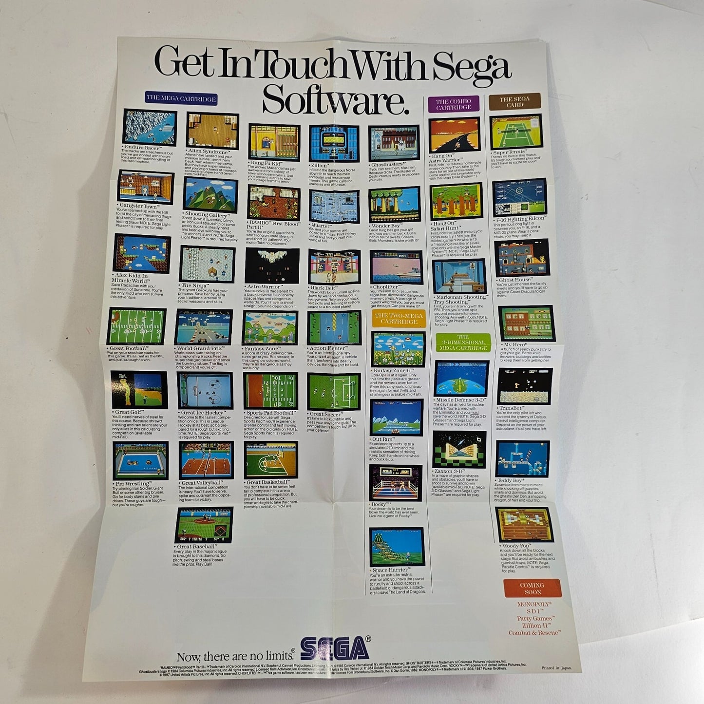 Rambo III (Sega Master System, 1988) Game Case Manual Poster - Tested