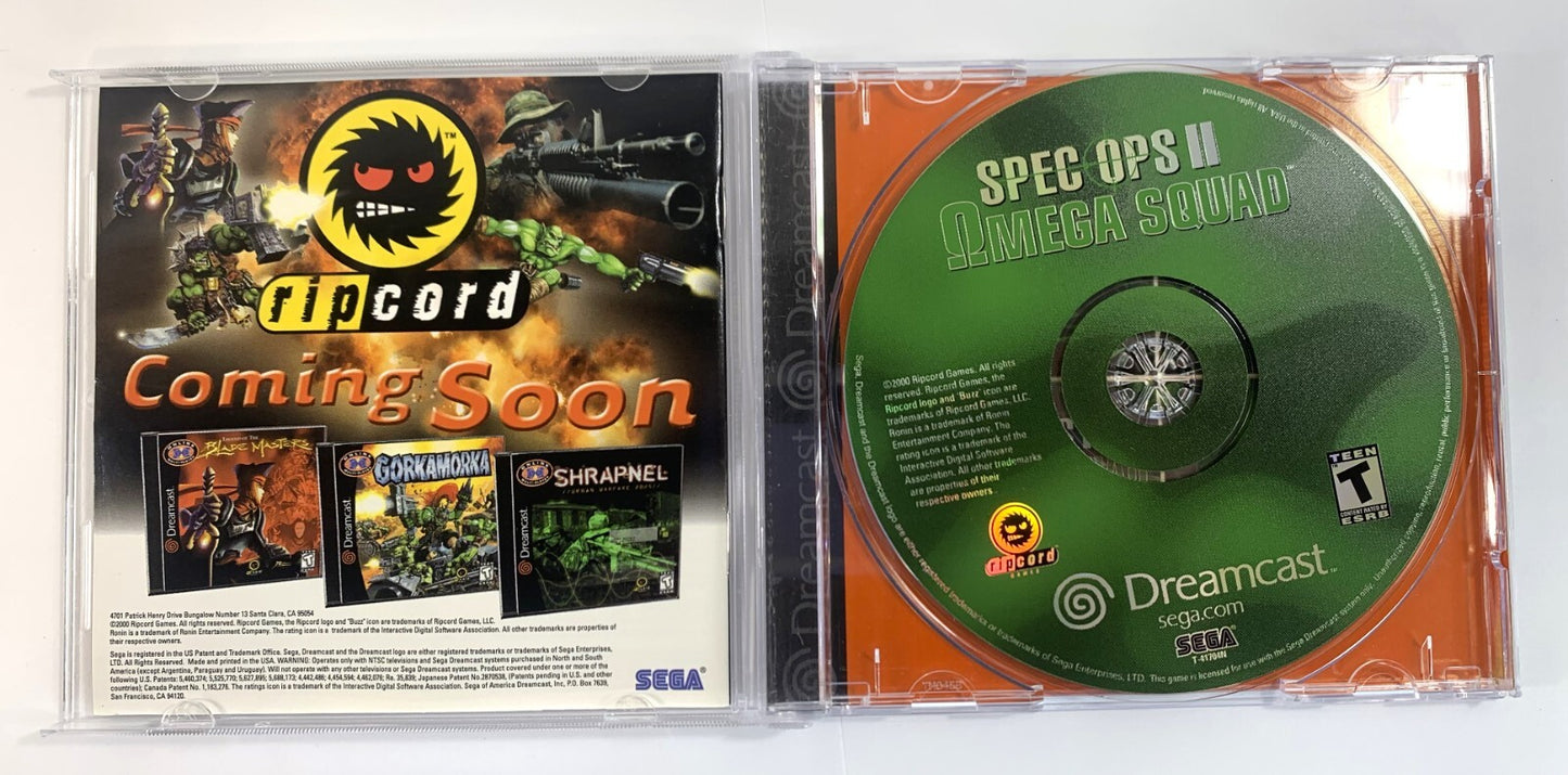 Spec Ops II: Omega Squad (Sega Dreamcast, 2000) Game Case Manual - Tested