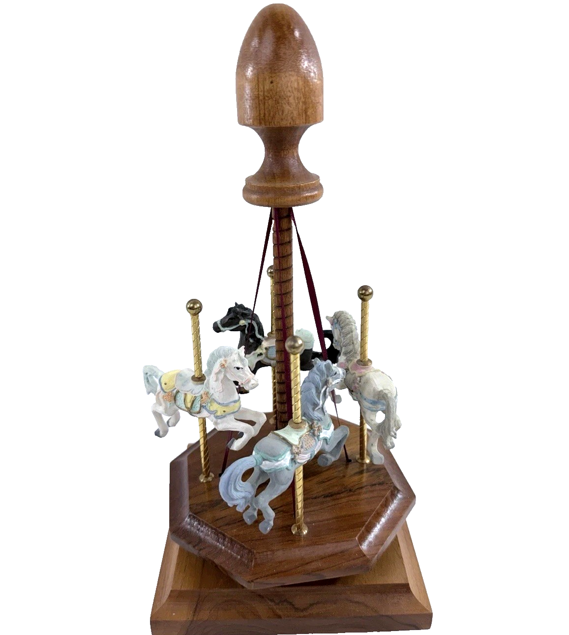 Generations Wooden Base Musical Four-Horse Carousel - Made In USA - Tested