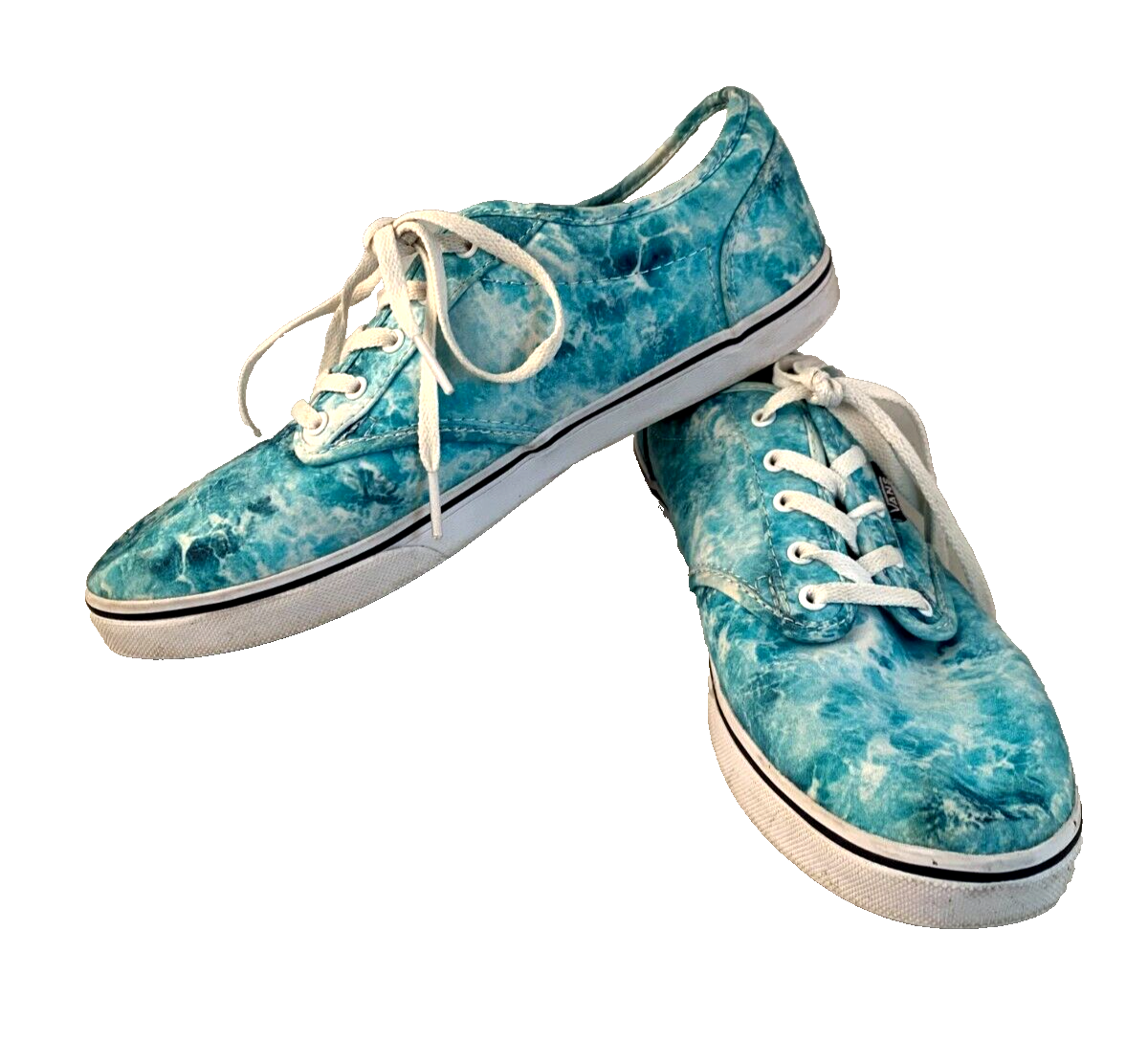 Vans Sneakers Shoes Low Top Canvas Ocean Blue Waves Women's 8.5