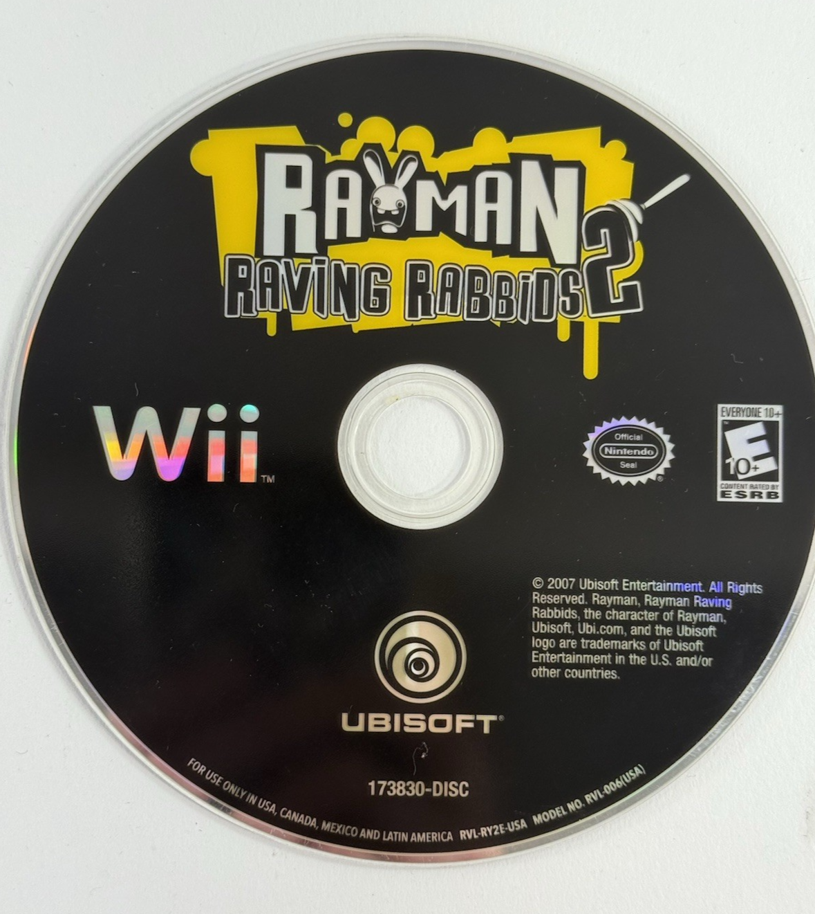 Rayman Raving Rabbids 2 (Nintendo Wii, 2007) Game Disc - Tested and Working
