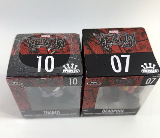 Funko Minis Marvel Venom #10 Venomized Thanos #07 Deadpool Bobblehead Figures