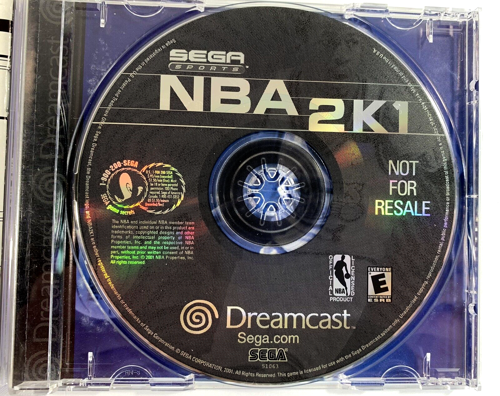 NBA 2K1 (Sega Dreamcast, 2000) Game Case Manual - Tested and Working