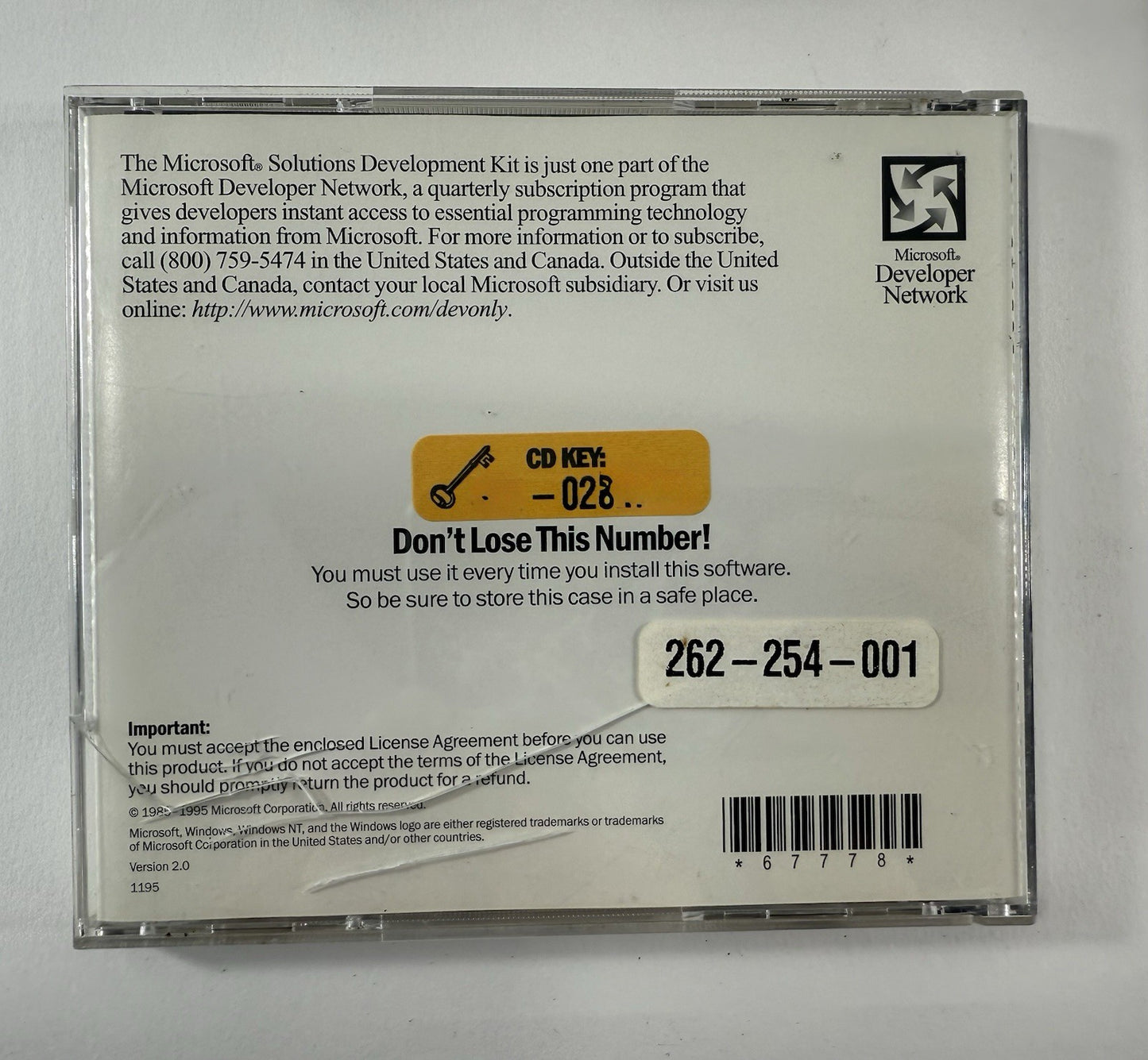 Microsoft Development Network 1995/96 Software Bundle with Visual C++ And Keys