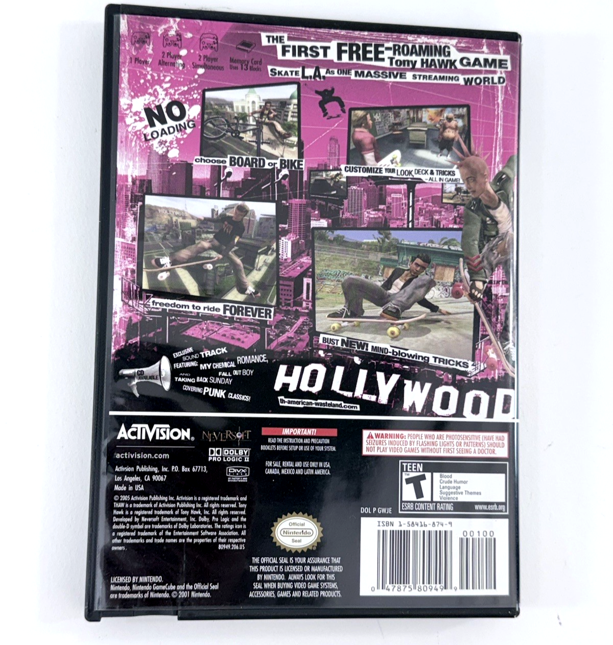 Tony Hawk's American Wasteland GameCube Case, Manual, Inserts Only - No Game