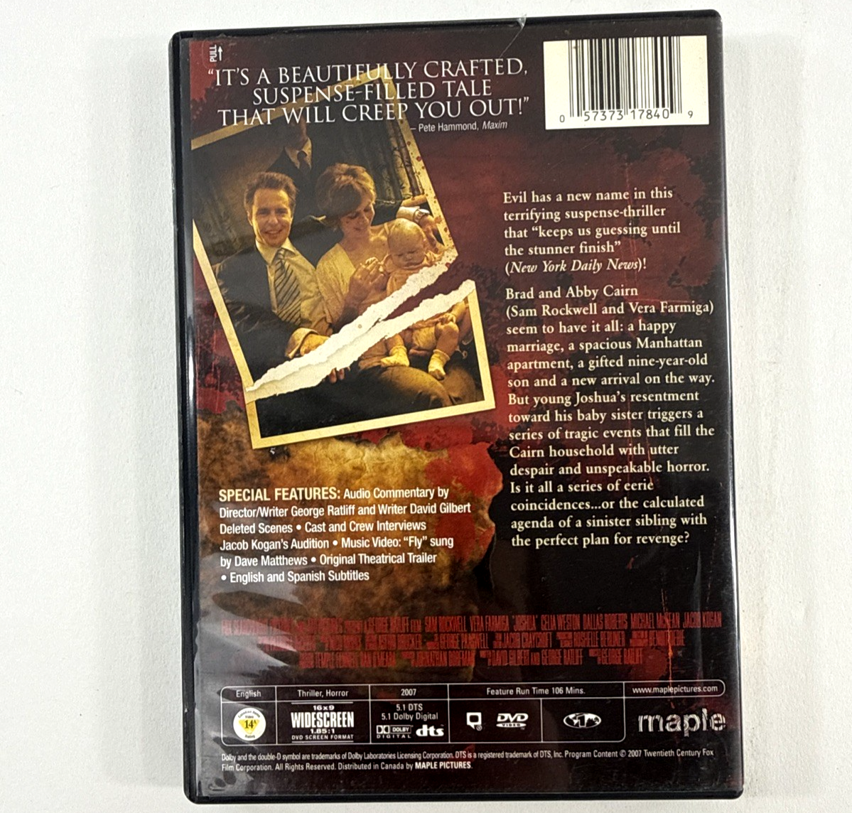 Joshua (DVD, 2007, Widescreen) Vera Farmiga Horror Film -  Tested and Working