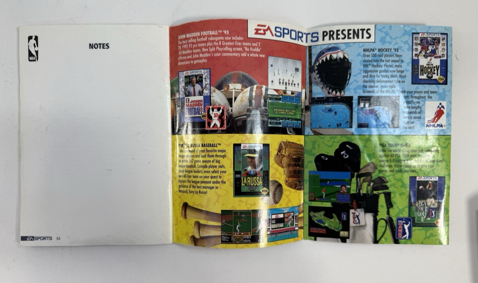 Bulls vs. Blazers and the NBA Playoffs (Sega Genesis, 1993) Game, Case, Manual