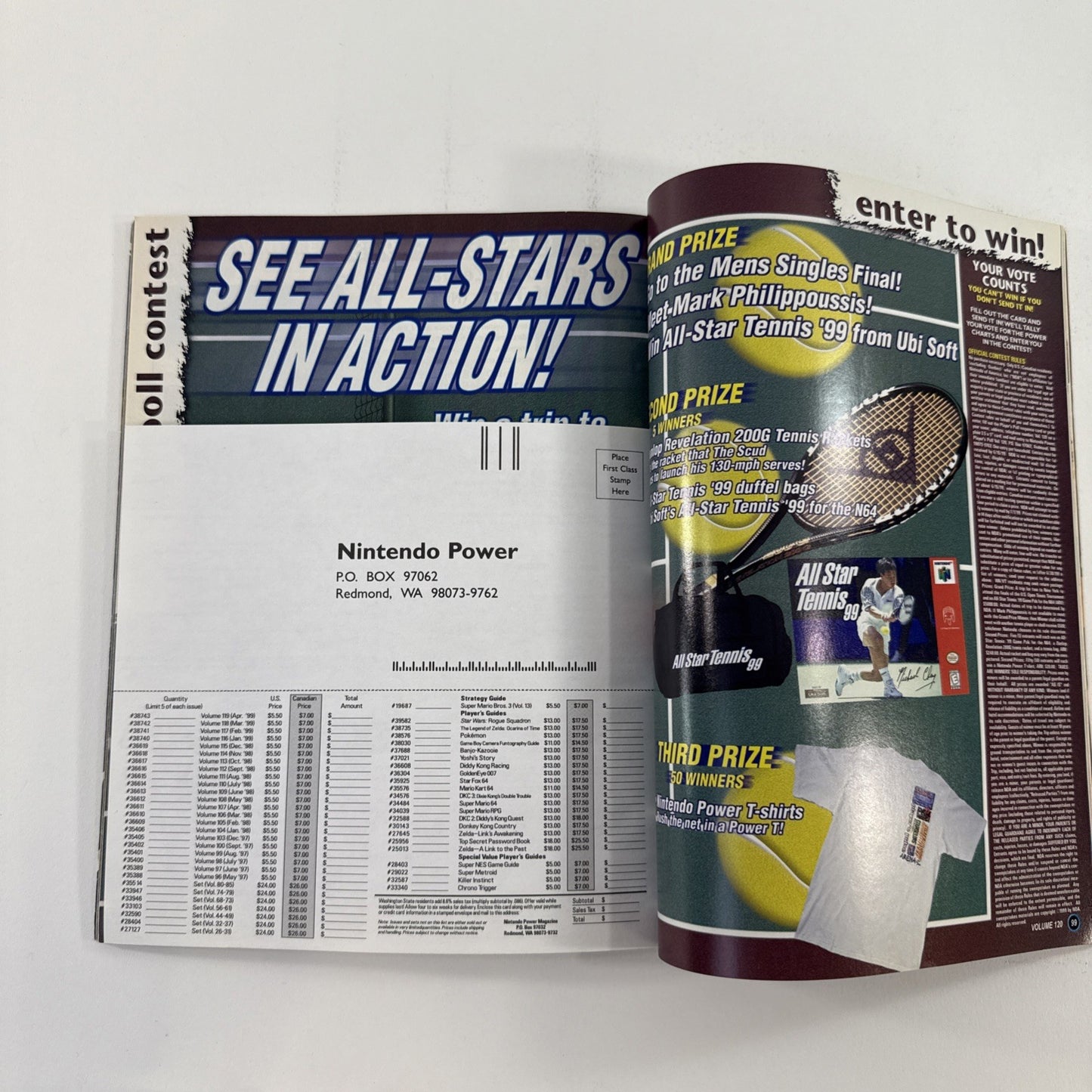 Nintendo Power Magazine Vol. 120 May 1999 with Harrier 2001 Poster and Inserts