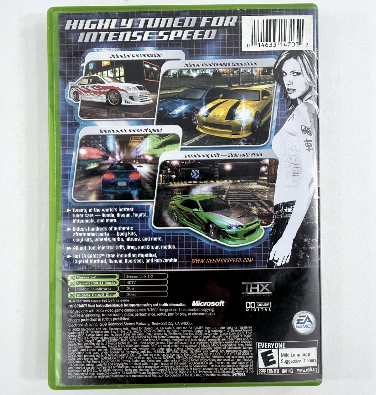 Need for Speed: Underground (Xbox, 2003) Game Case Manual Reg. Card - Tested