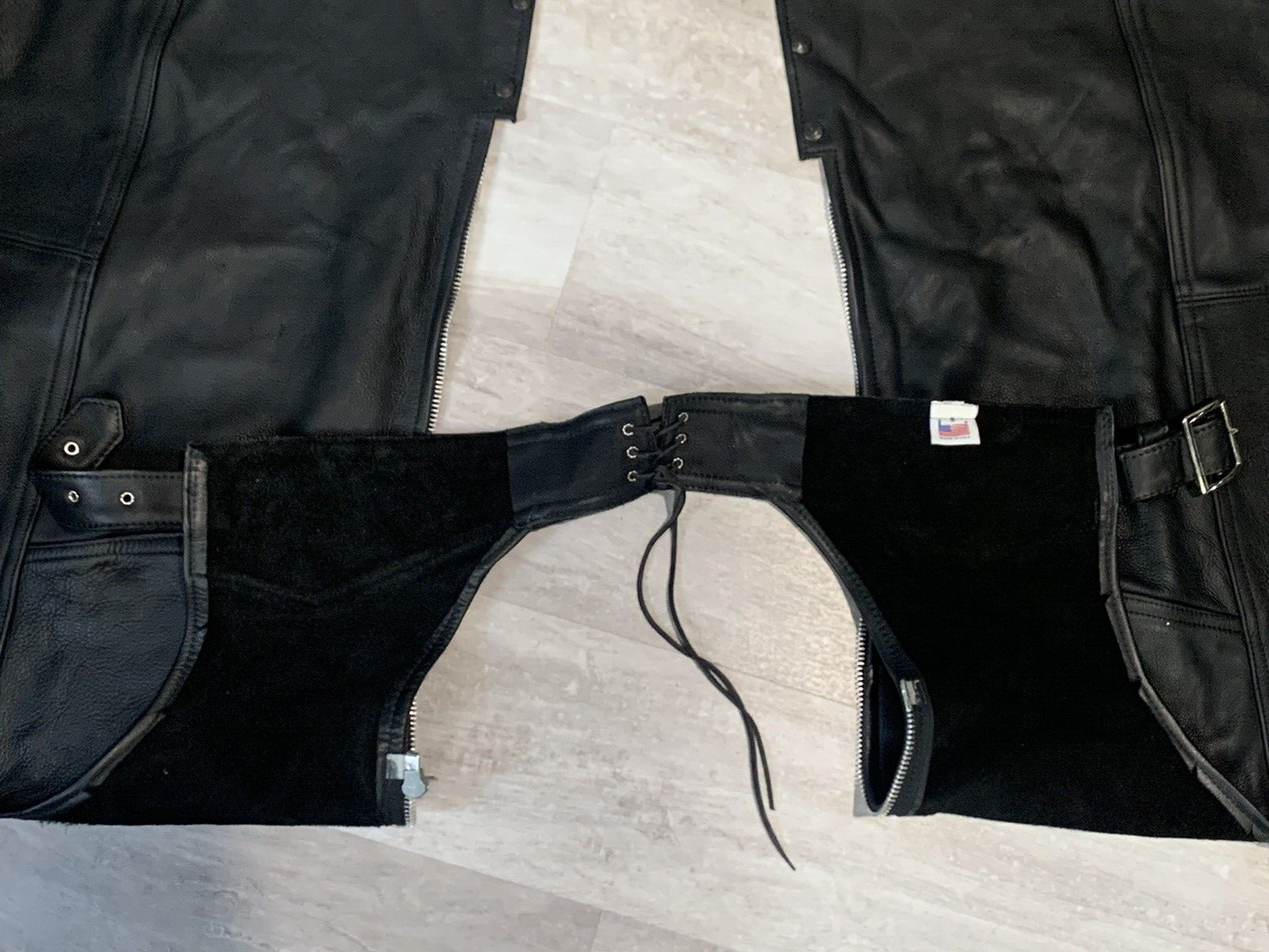 Genuine Leather Size Small Motorcycle Chaps - Made in USA - Unbranded