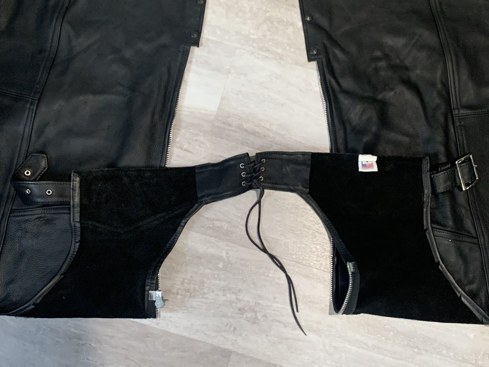 Genuine Leather Size Small Motorcycle Chaps - Made in USA - Unbranded