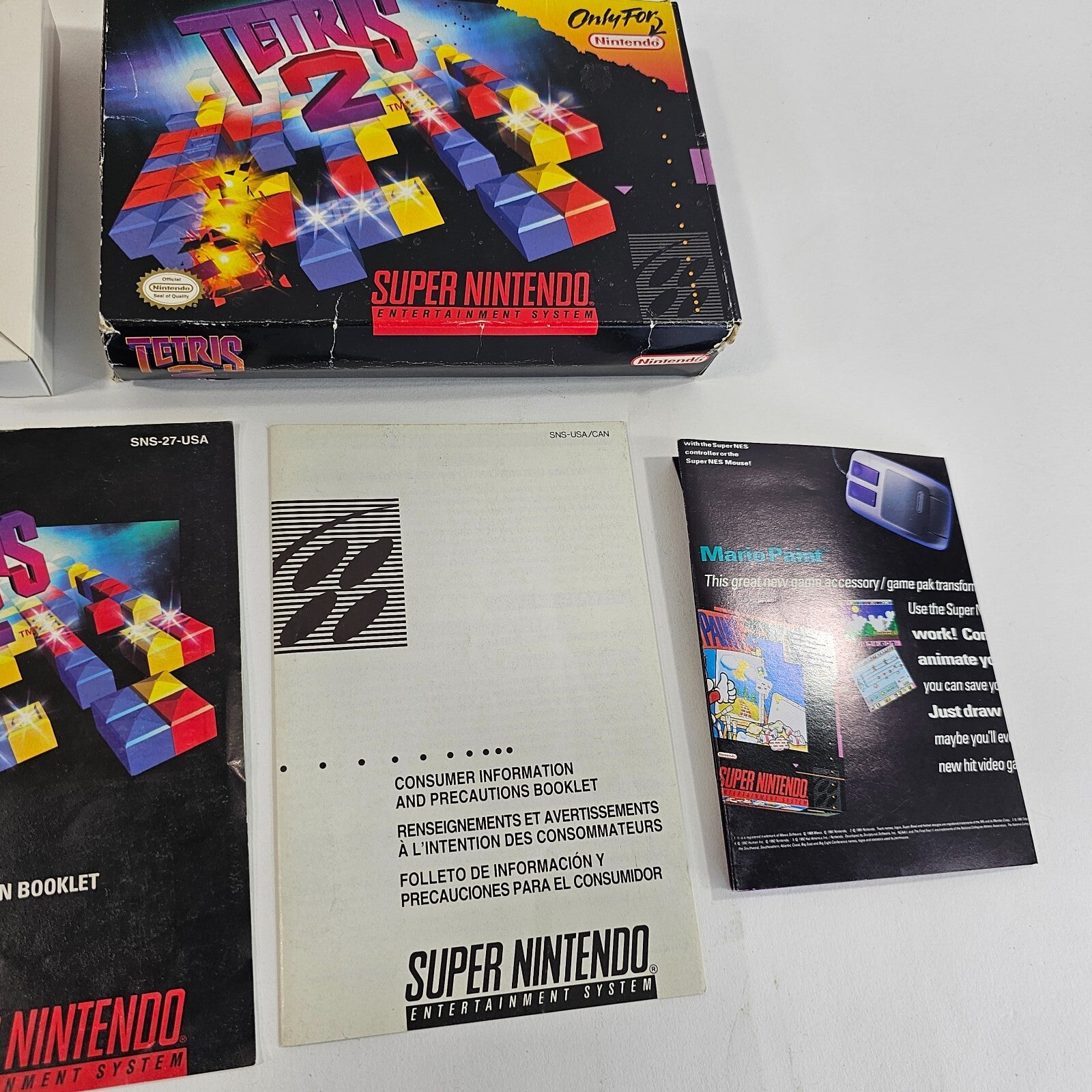 Tetris 2 (Super Nintendo, 1994) Game Box Manual Inserts Poster - Tested