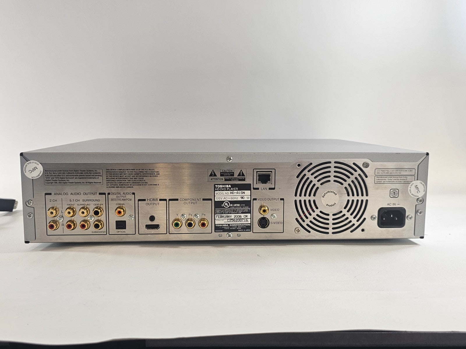 Toshiba HD-A1SN HD/DVD Player with Remote - Tested and Working - READ