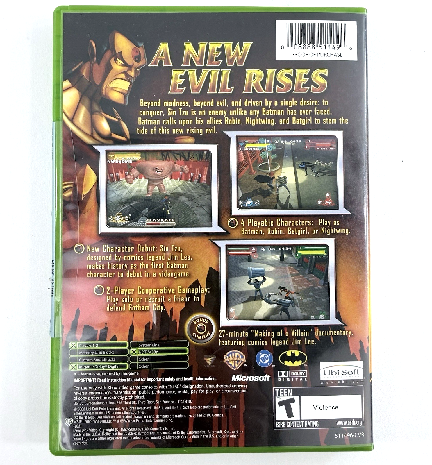 Batman Rise of Sin Tzu (Microsoft Xbox, 2003) Game Case Manual Registration