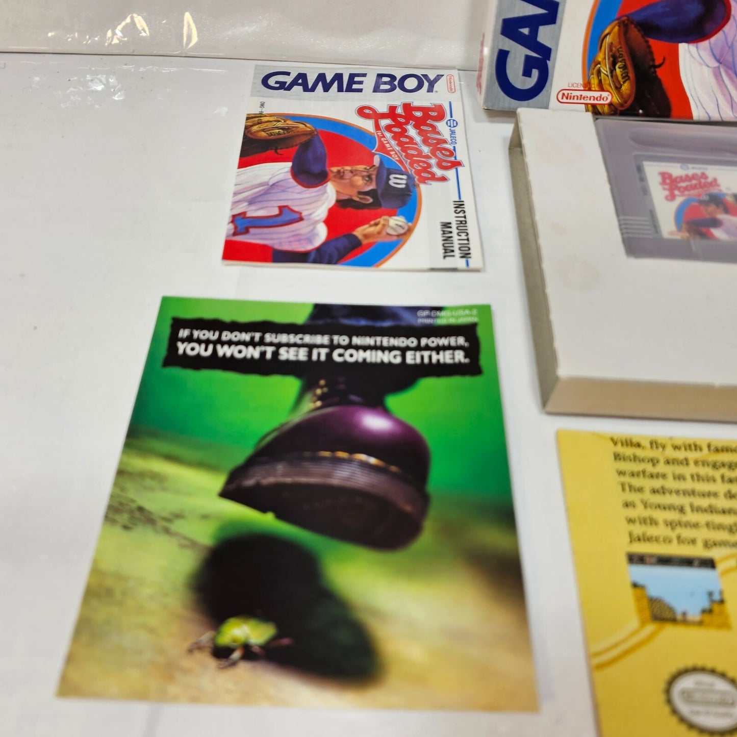 Bases Loaded (GameBoy, 1990) Game Box Manual Inserts Poster Registration -Tested
